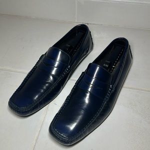 To Boot New York Blue Leather Adam Derrick Loafer Driving Made in Italy Sz 10.5
